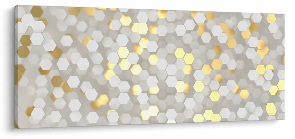 Obraz - Zlato-biele hexagóny (120x50 cm)
