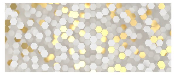 Obraz - Zlato-biele hexagóny (120x50 cm)