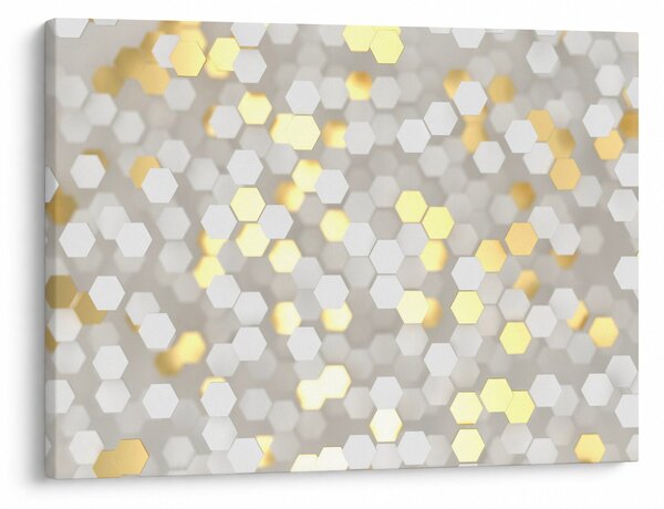 Obraz - Zlato-biele hexagóny (70x50 cm)