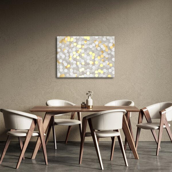 Obraz - Zlato-biele hexagóny (70x50 cm)