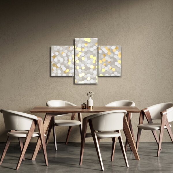 Obraz - Zlato-biele hexagóny (90x60 cm)