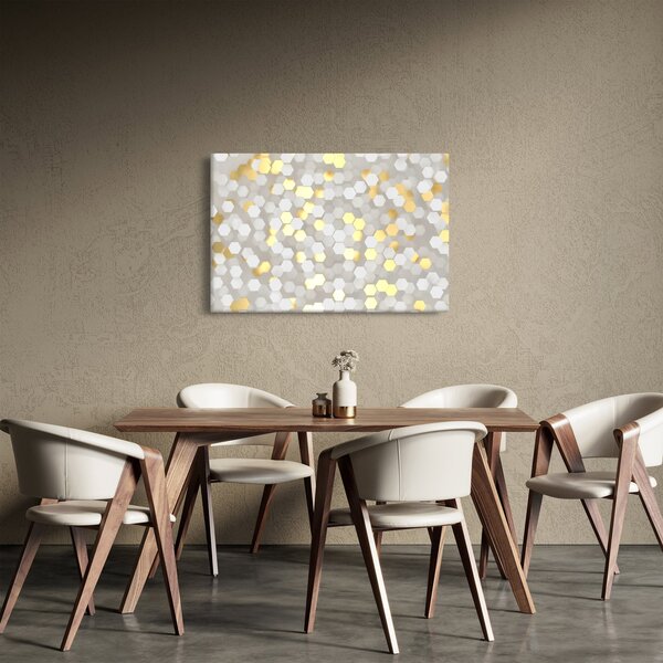 Obraz - Zlato-biele hexagóny (90x60 cm)