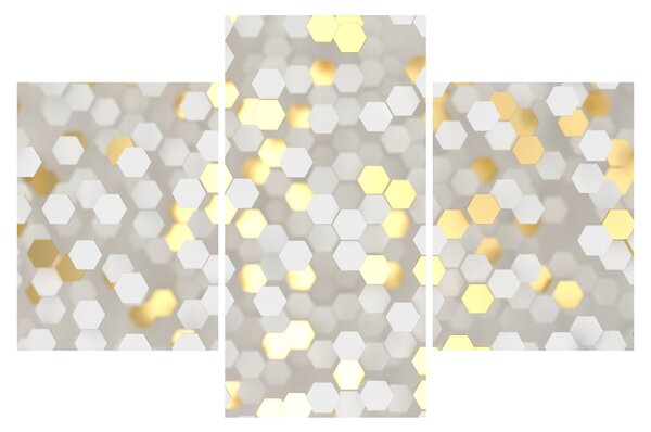 Obraz - Zlato-biele hexagóny (90x60 cm)