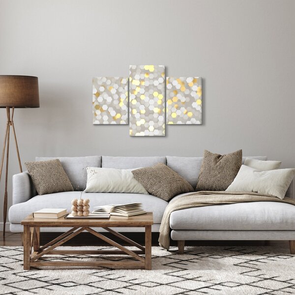 Obraz - Zlato-biele hexagóny (90x60 cm)