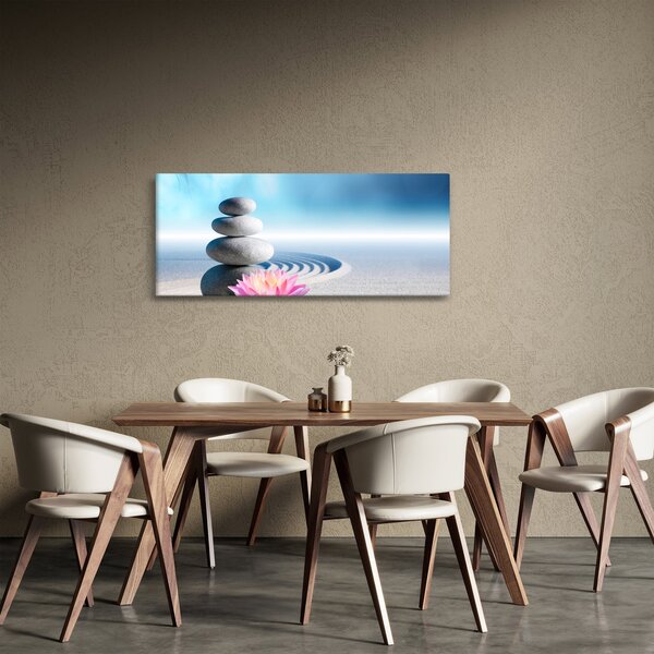 Obraz piesku, ľalie a spa kameňov (120x50 cm)