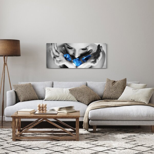 Obraz portrétu ženy s kameňmi (120x50 cm)