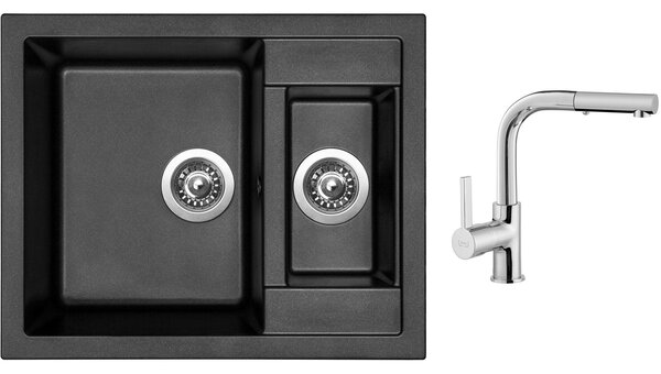 Set Sinks CRYSTAL 615.1 Metalblack + batéria Sinks ENIGMA S chróm