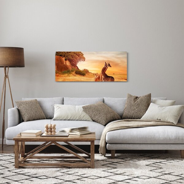 Obraz - Žirafy v Afrike (120x50 cm)