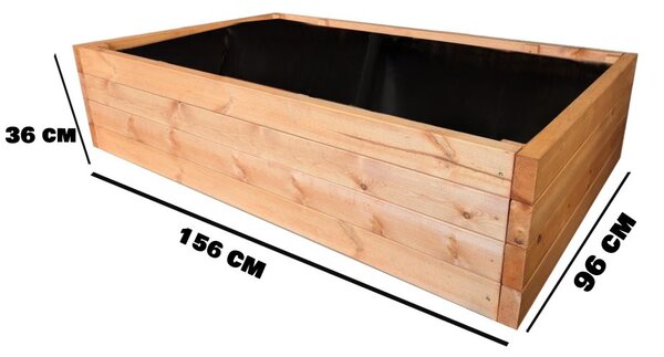 Drevený vyvýšený záhon 156 × 96 × 36 cm – masívna smrekovica