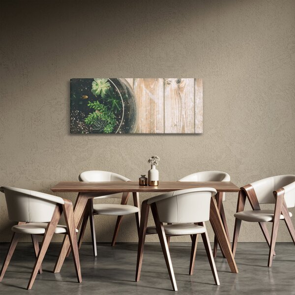 Obraz sukulentov v skle (120x50 cm)