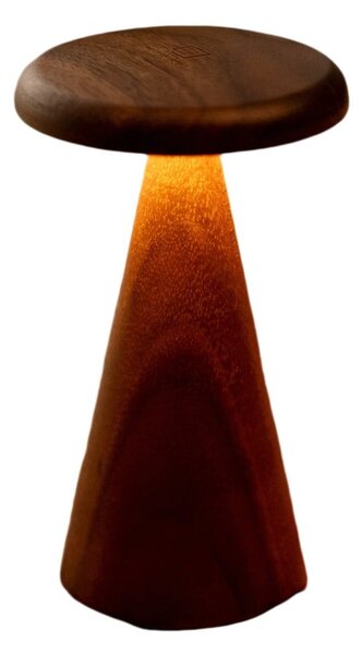 LED stolová lampa v tmavoprírodnej farbe s dreveným tienidlom (výška 21 cm) Sylva – Gingko