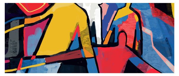 Obraz - Abstrakcia mužov (120x50 cm)