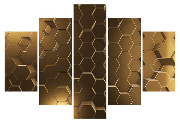 Obraz - Zlaté hexagóny (150x105 cm)
