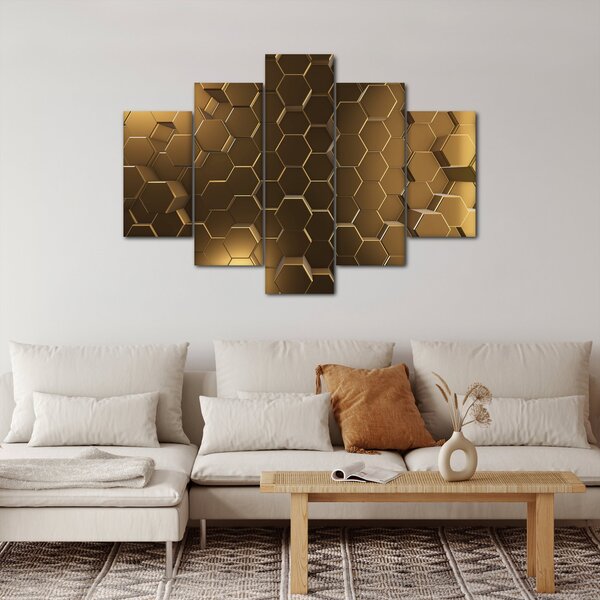 Obraz - Zlaté hexagóny (150x105 cm)