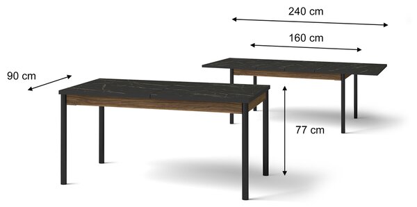 Rozkladací stôl Prestigo P14 160-240x90 - orech warmia / čierna