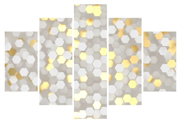 Obraz - Zlato-biele hexagóny (150x105 cm)