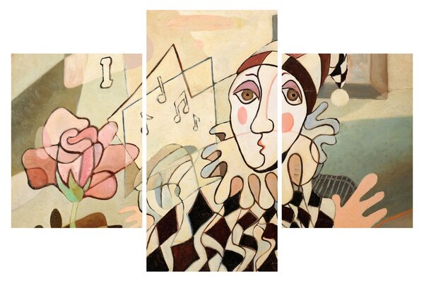 Obraz - Kubizmus - harlequin and rose (90x60 cm)