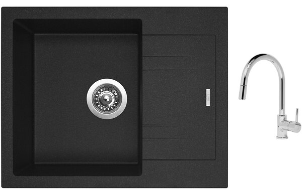 Set Sinks LINEA 600 N Granblack + batéria Sinks MIX 35 P chróm
