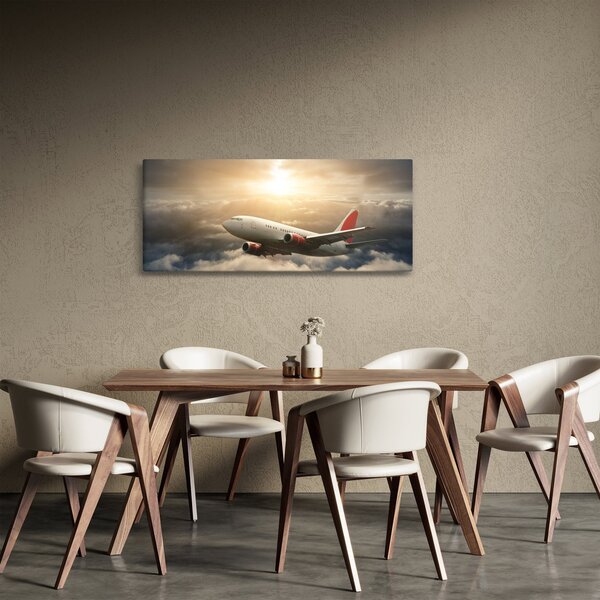 Obraz - Lietadlo v oblakoch (120x50 cm)
