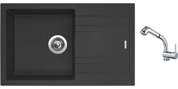 Set Sinks LINEA 780 N Granblack + batéria Sinks MIX 3 S Chróm