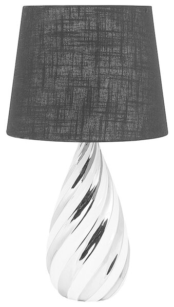 Stolná lampa strieborná keramika 65 cm látkové tienidlo čierny Vazový kábel s vypínačom Moderný minimalistický vzhľad