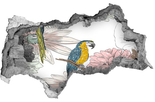 Diera 3D fototapeta nálepka Papagáje a kvety