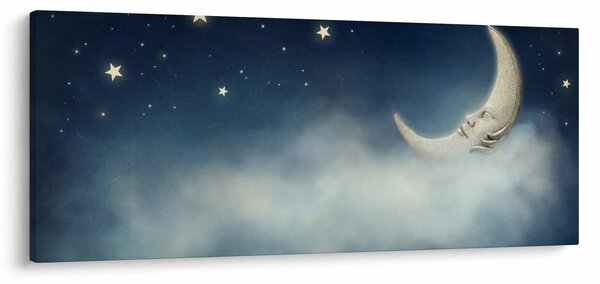 Obraz - Mesiac s hviezdami (120x50 cm)