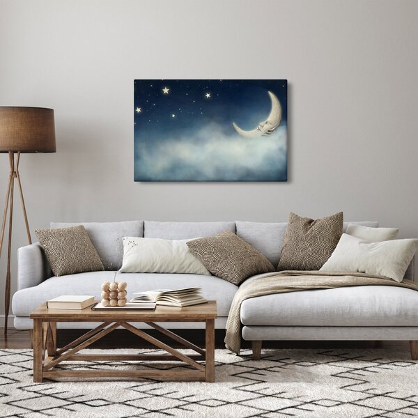 Obraz - Mesiac s hviezdami (90x60 cm)