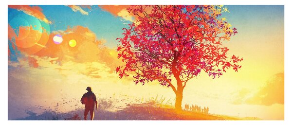 Obraz stromu na kopci (120x50 cm)