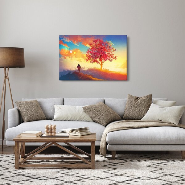 Obraz stromu na kopci (90x60 cm)