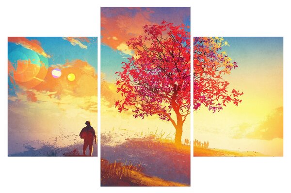Obraz stromu na kopci (90x60 cm)