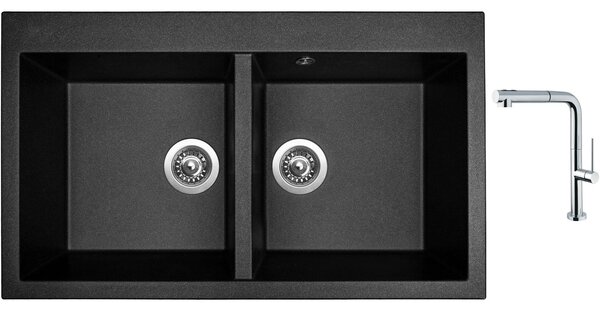 Set Sinks AMANDA 860 DUO Metalblack + batéria Sinks SLIM S2 kartáčovaná