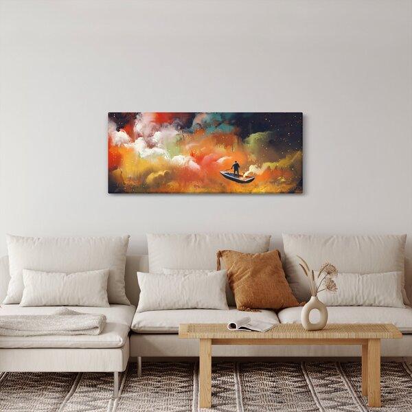 Obraz - Muž plaviace vesmírom (120x50 cm)