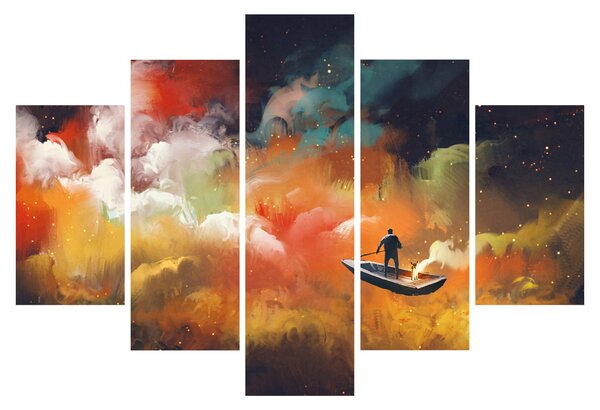 Obraz - Muž plaviace vesmírom (150x105 cm)