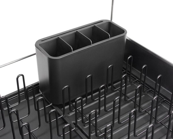 Čierny nastaviteľný plastový odkvapkávač 35,5x38 cm Extend Steel Plus – Joseph Joseph
