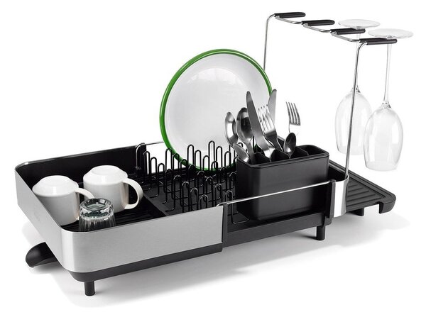 Čierny nastaviteľný plastový odkvapkávač 35,5x38 cm Extend Steel Plus – Joseph Joseph