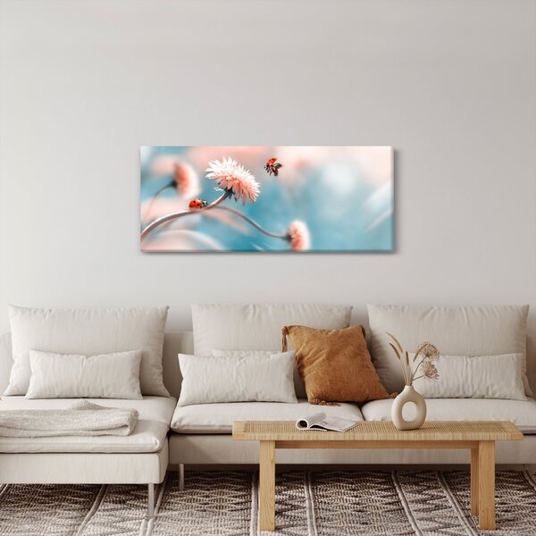 Obraz - Lienky na kvete (120x50 cm)