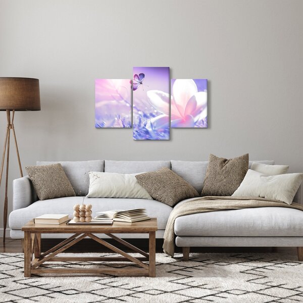 Obraz - Motýľ prilietajúci na kvet (90x60 cm)