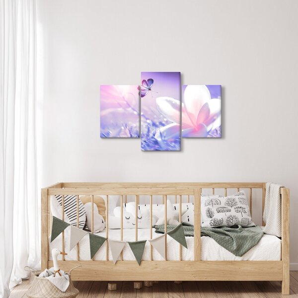 Obraz - Motýľ prilietajúci na kvet (90x60 cm)