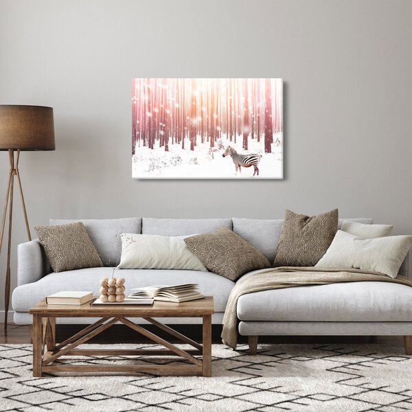 Obraz - Zebra v zasneženom lese (90x60 cm)