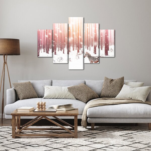 Obraz - Zebra v zasneženom lese (150x105 cm)
