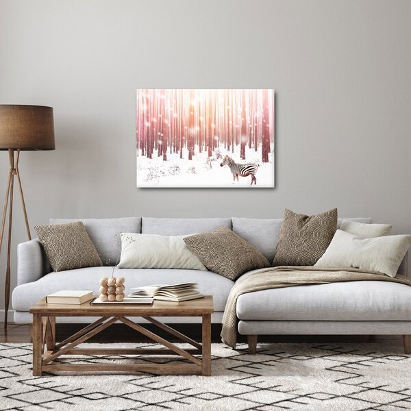 Obraz - Zebra v zasneženom lese (70x50 cm)