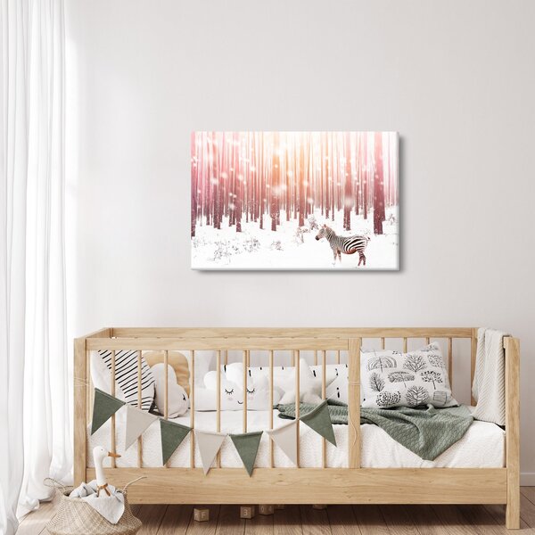 Obraz - Zebra v zasneženom lese (90x60 cm)