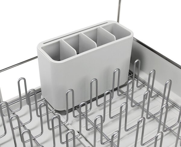 Nastaviteľný plastový odkvapkávač v striebornej farbe 35,5x38 cm Extend Steel Plus – Joseph Joseph