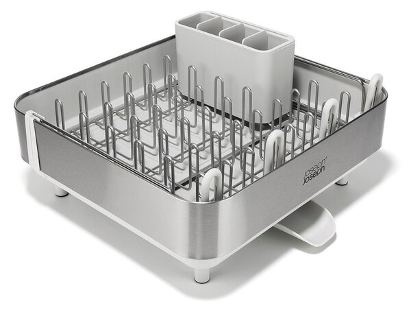Nastaviteľný plastový odkvapkávač v striebornej farbe 35,5x38 cm Extend Steel Plus – Joseph Joseph