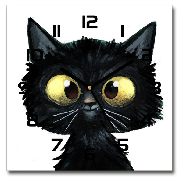 Sklenené hodiny štvorec Ilustrácie mačky