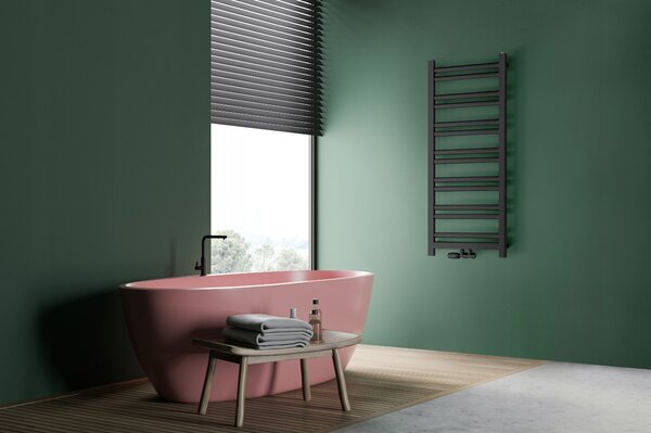 Regnis Retro, vykurovacie teleso 440x900mm so stredovým pripojením 50mm, 436W, čierna matná, RETRO90/40/D5/BLACK