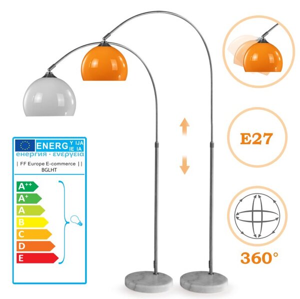 Jago stojacia oblúková lampa oranžová, 130 - 180 cm