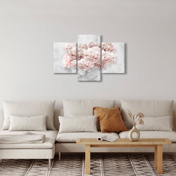 Obraz - Ružové kvety na stene (90x60 cm)