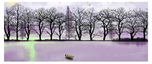 Obraz - Pramice na jazere (120x50 cm)